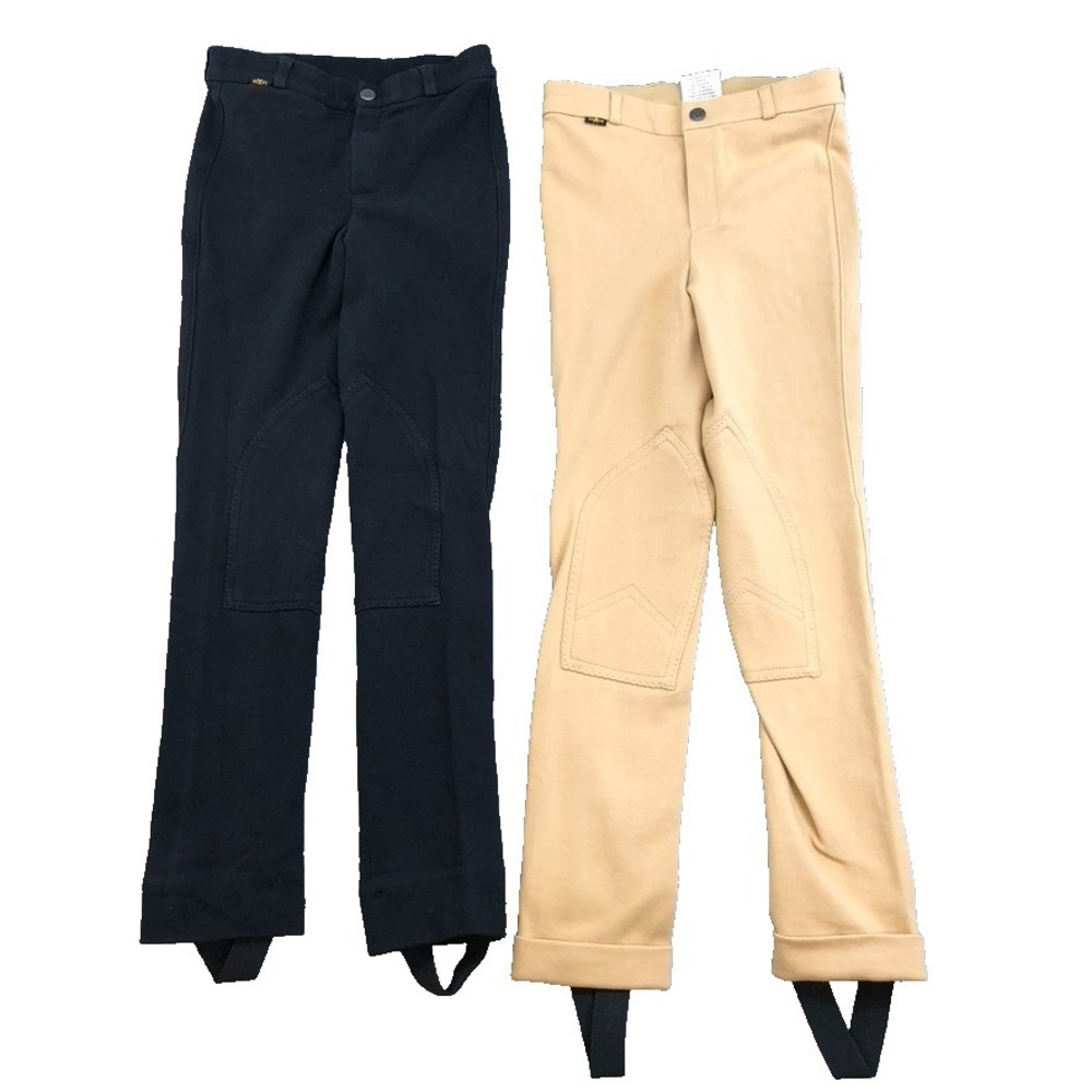 Saxon Adjustable Waist Riding Jodhpurs Unisex Kids C10 Black Beige Equestrian